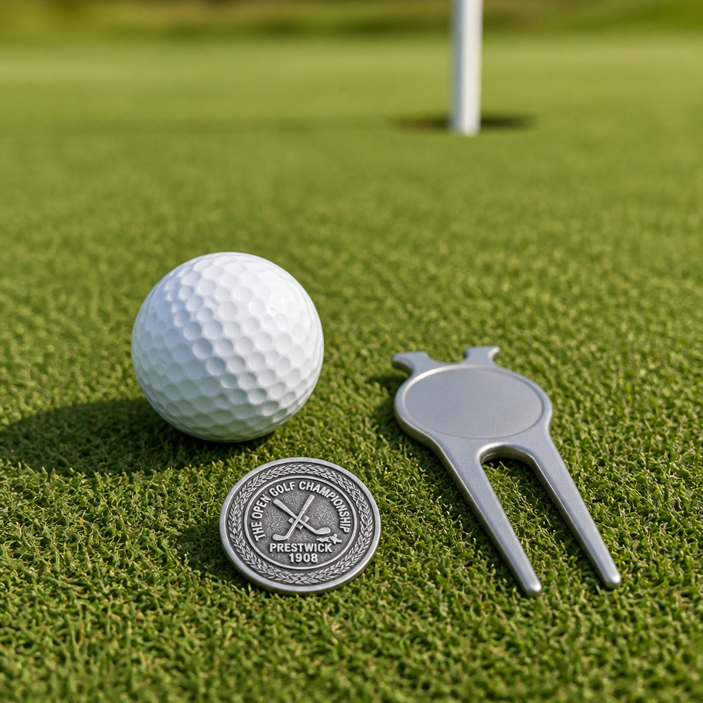 Silver Golf Divot Tool with Magnetic Ball Marker