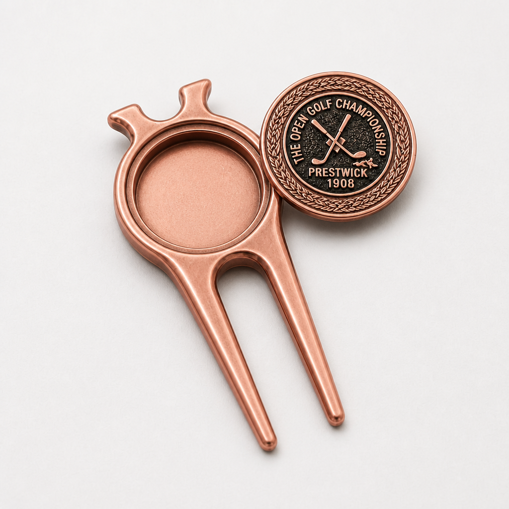 Rose Gold Golf Divot Tool with Magnetic Ball Marker