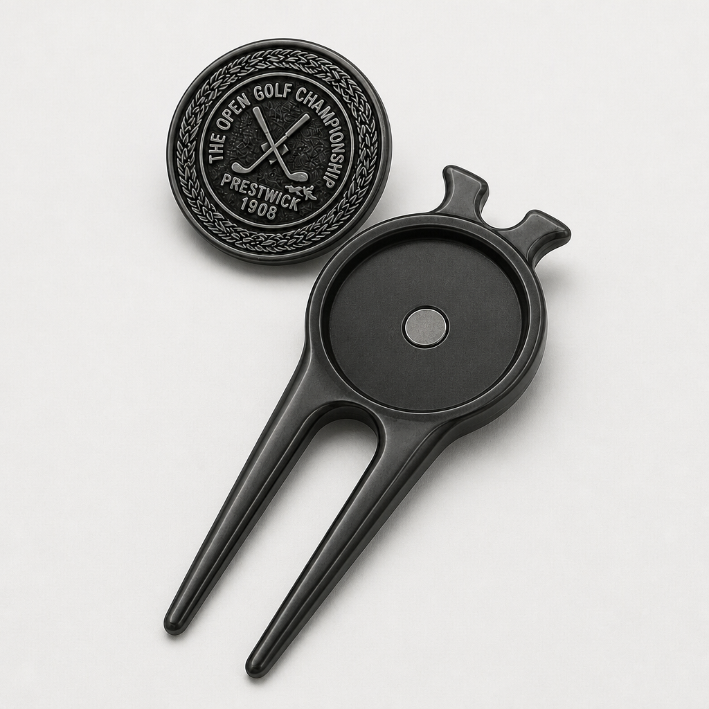 Matte Black Golf Divot Tool with Magnetic Ball Marker