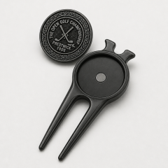 Matte Black Golf Divot Tool with Magnetic Ball Marker