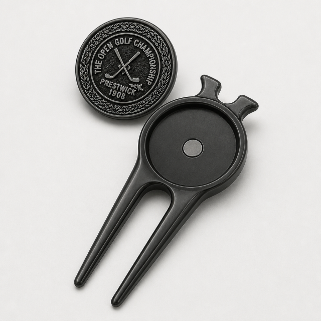 Matte Black Golf Divot Tool with Magnetic Ball Marker