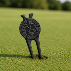 Matte Black Golf Divot Tool with Magnetic Ball Marker