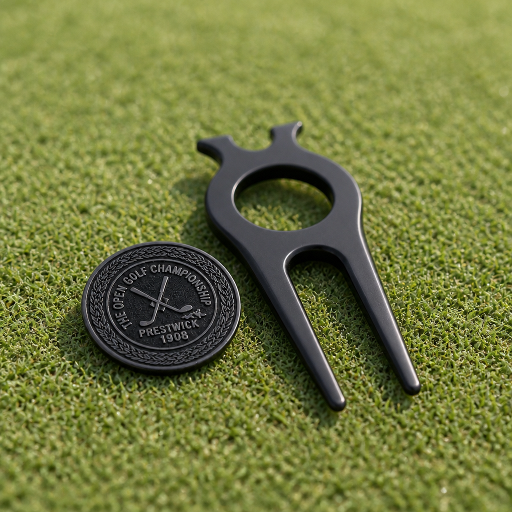 Matte Black Golf Divot Tool with Magnetic Ball Marker