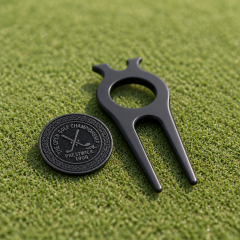 Matte Black Golf Divot Tool with Magnetic Ball Marker