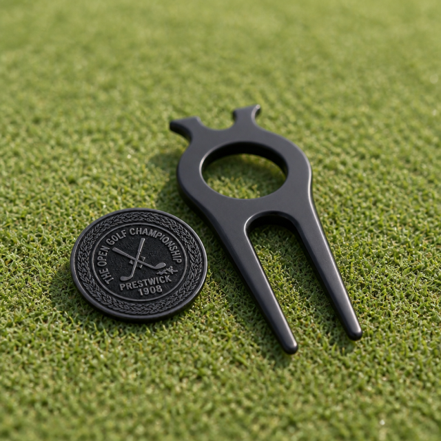Matte Black Golf Divot Tool with Magnetic Ball Marker