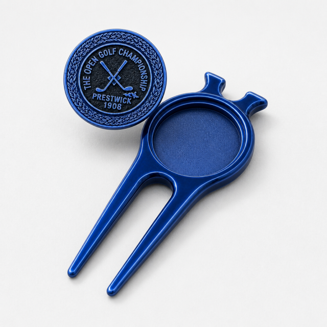Royal Blue Golf Divot Tool with Magnetic Ball Marker