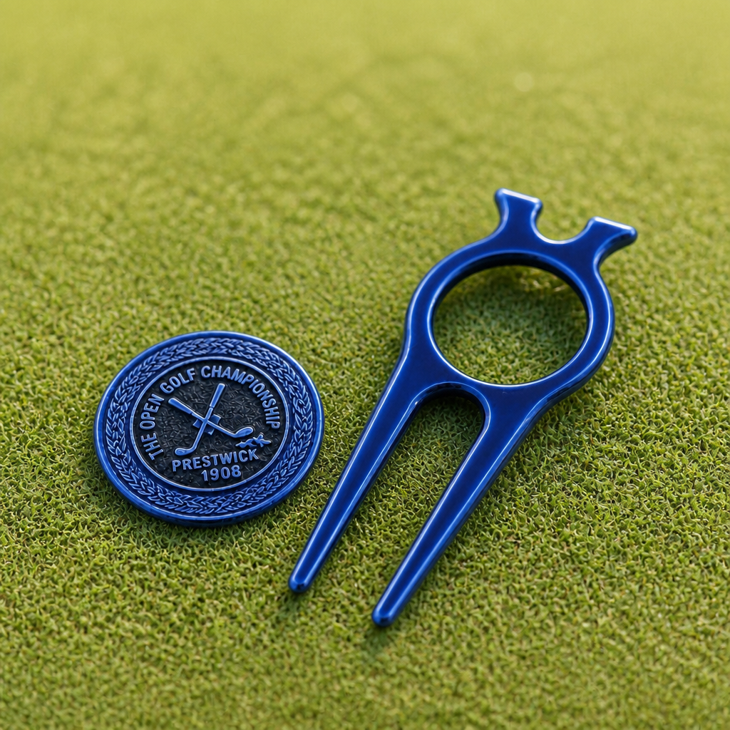Royal Blue Golf Divot Tool with Magnetic Ball Marker