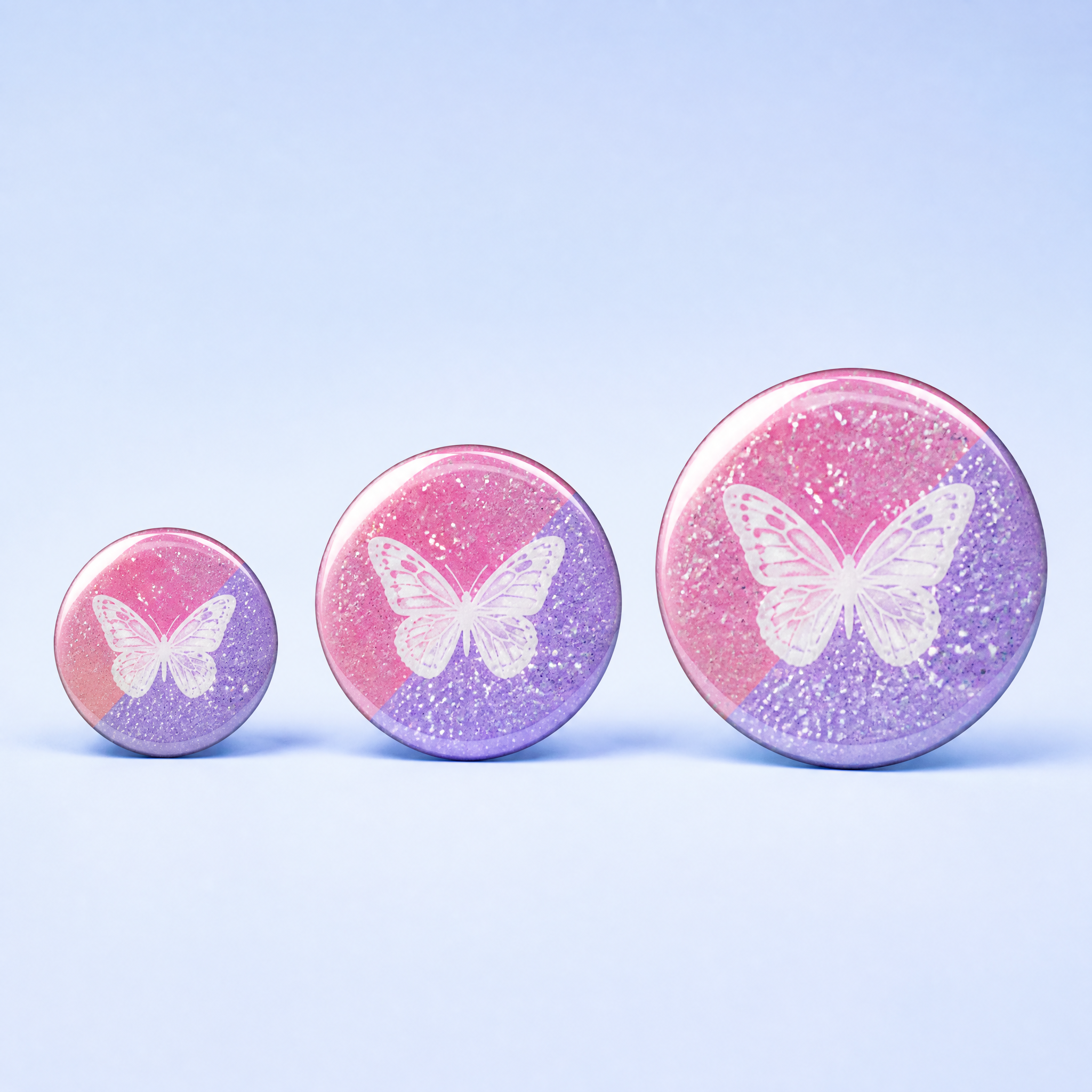Glitter Print Pin Back Button Badge