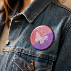 Glitter Print Pin Back Button Badge