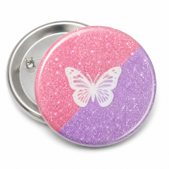 Glitter Print Pin Back Button Badge