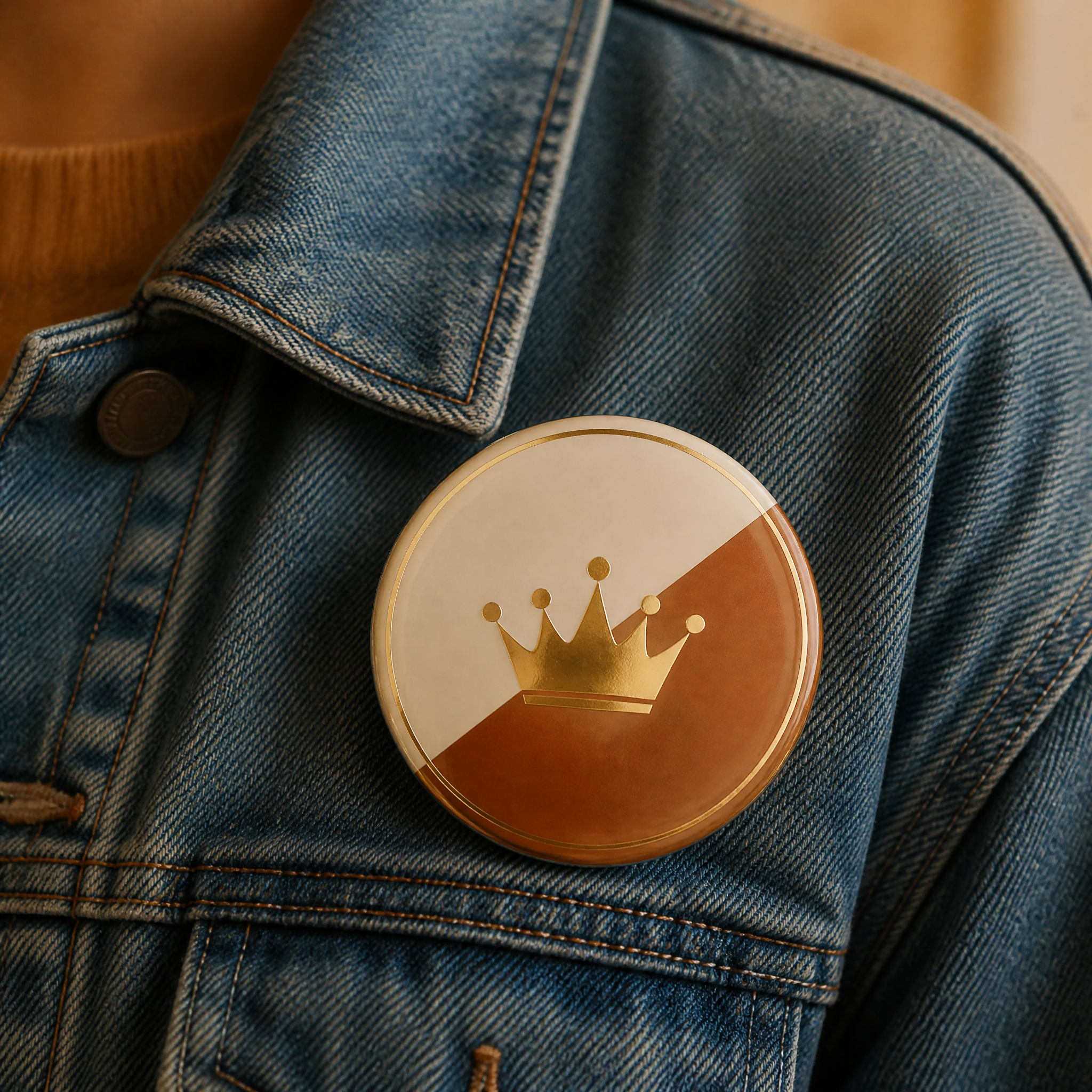 Gold Foil Pin Back Button Badge