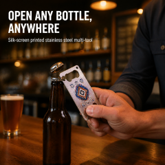 Custom Silk Screen Printed Credit Card Bottle Opener & Multi-tool