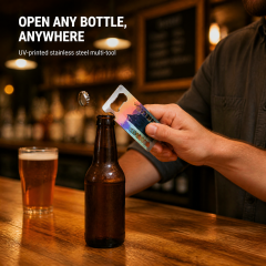 Custom UV Printed Credit Card Bottle Opener & Multi-tool