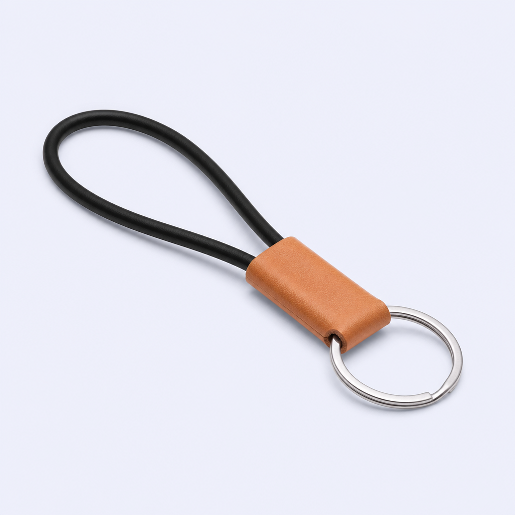 Custom Leather Keychain with Braided Lanyard - Personalized Logo Engraving