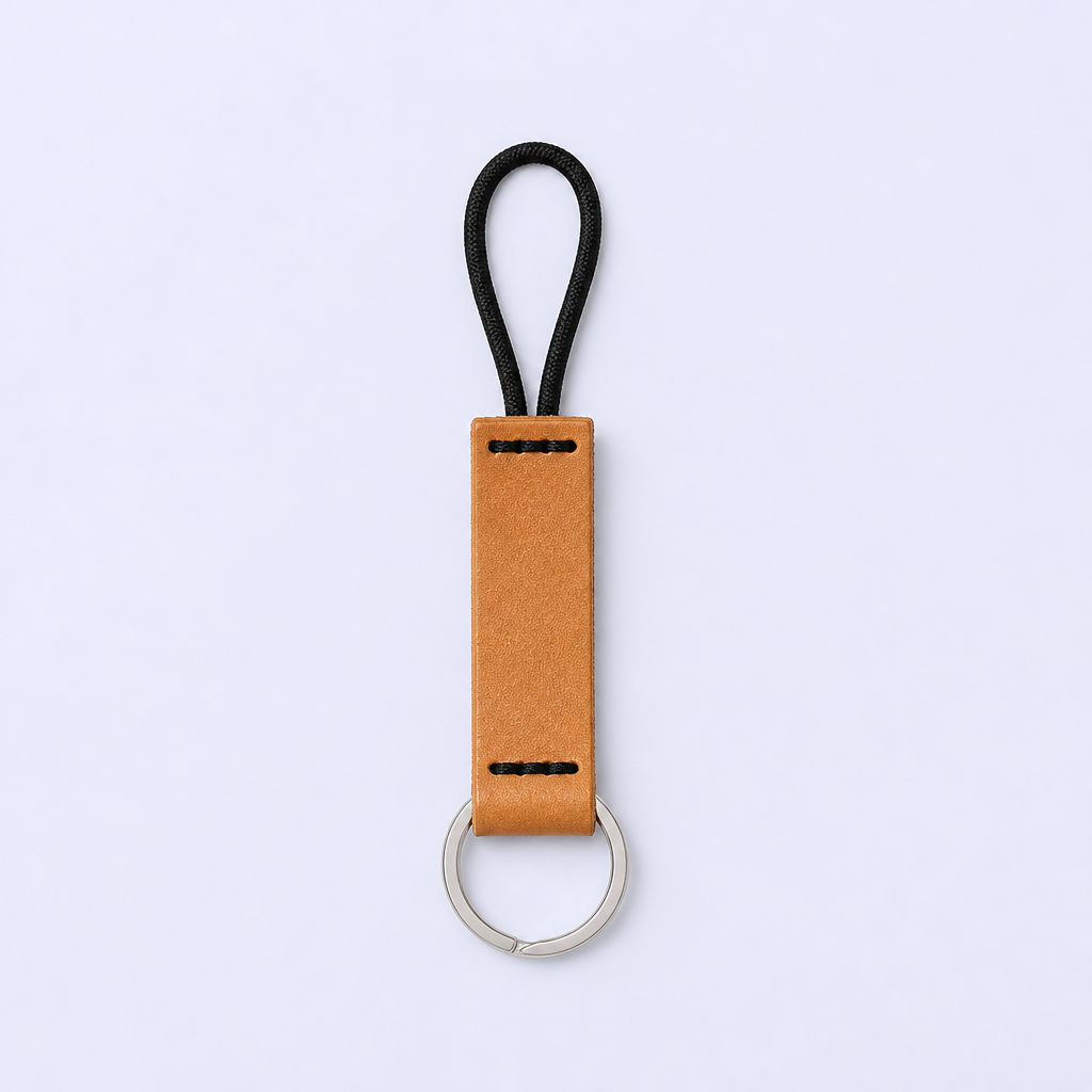 Custom Leather Keychain with Braided Lanyard - Personalized Logo Engraving