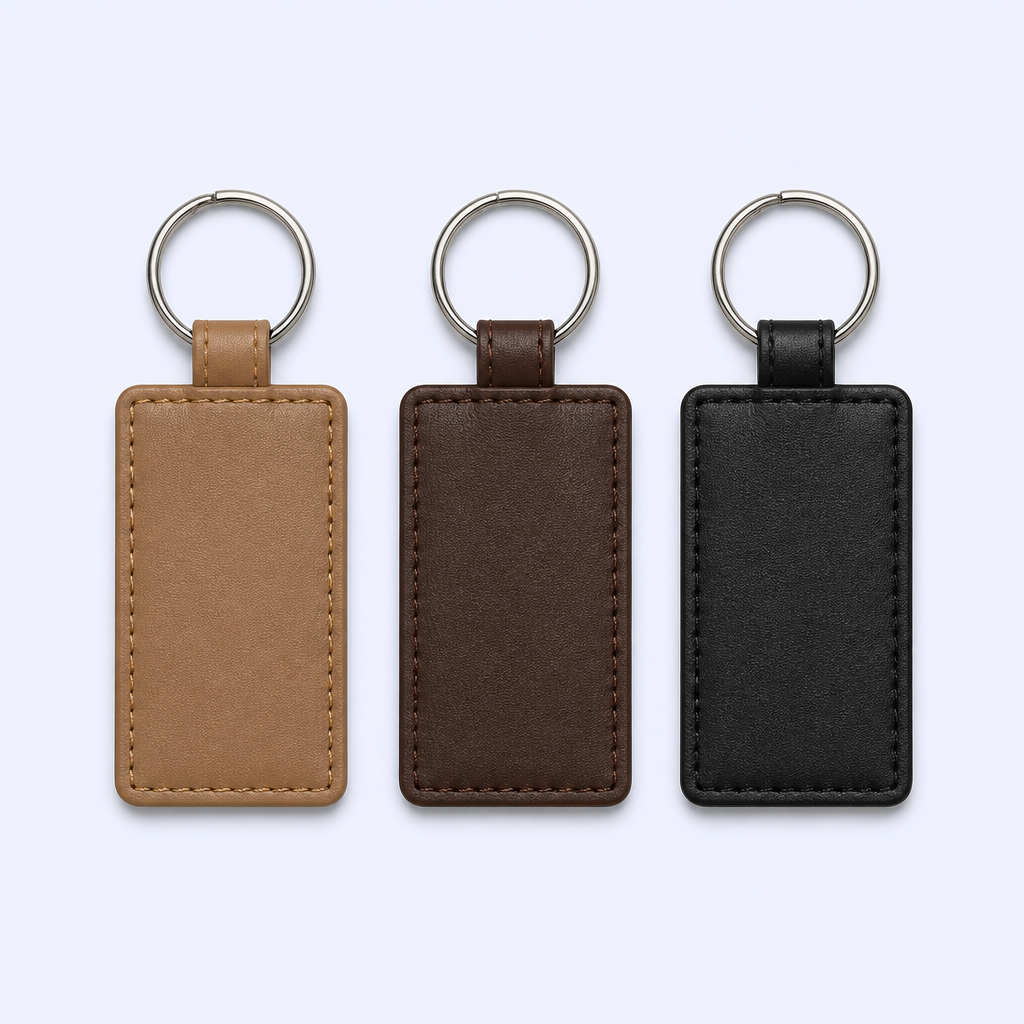 Wholesale PU Leather Stitched Keychain with Custom Logo - Bulk Key Fob