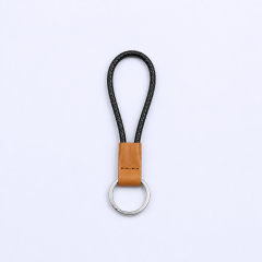 Custom Leather Keychain with Braided Lanyard - Personalized Logo Engraving