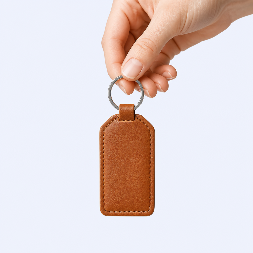 Wholesale PU Leather Stitched Keychain with Custom Logo - Bulk Key Fob