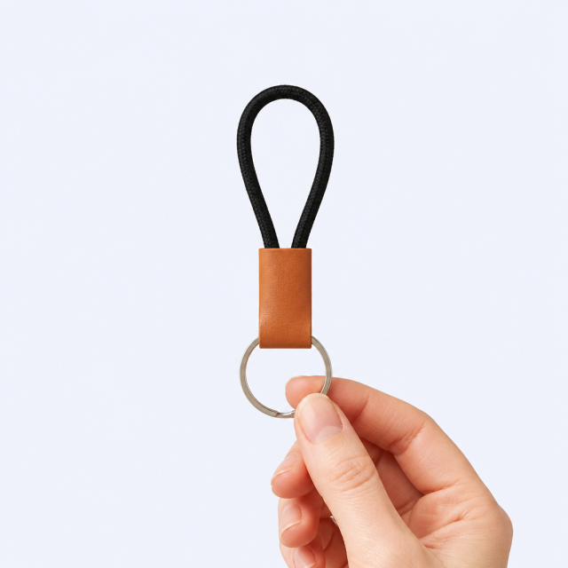 Custom Leather Keychain with Braided Lanyard - Personalized Logo Engraving