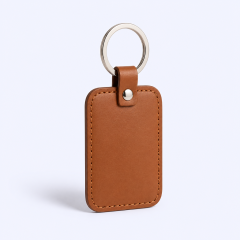 Wholesale PU Leather Stitched Keychain with Custom Logo - Bulk Key Fob