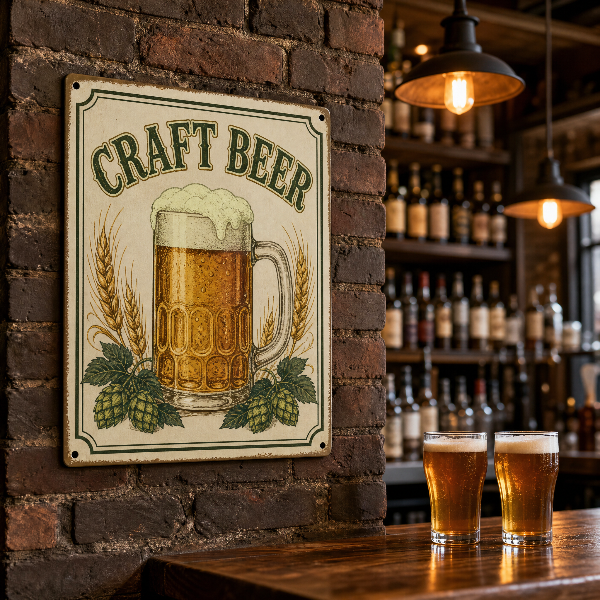 Custom Glow in the Dark Tin Sign 20x30cm Retro Beer Sign Night Glow Wall Decor