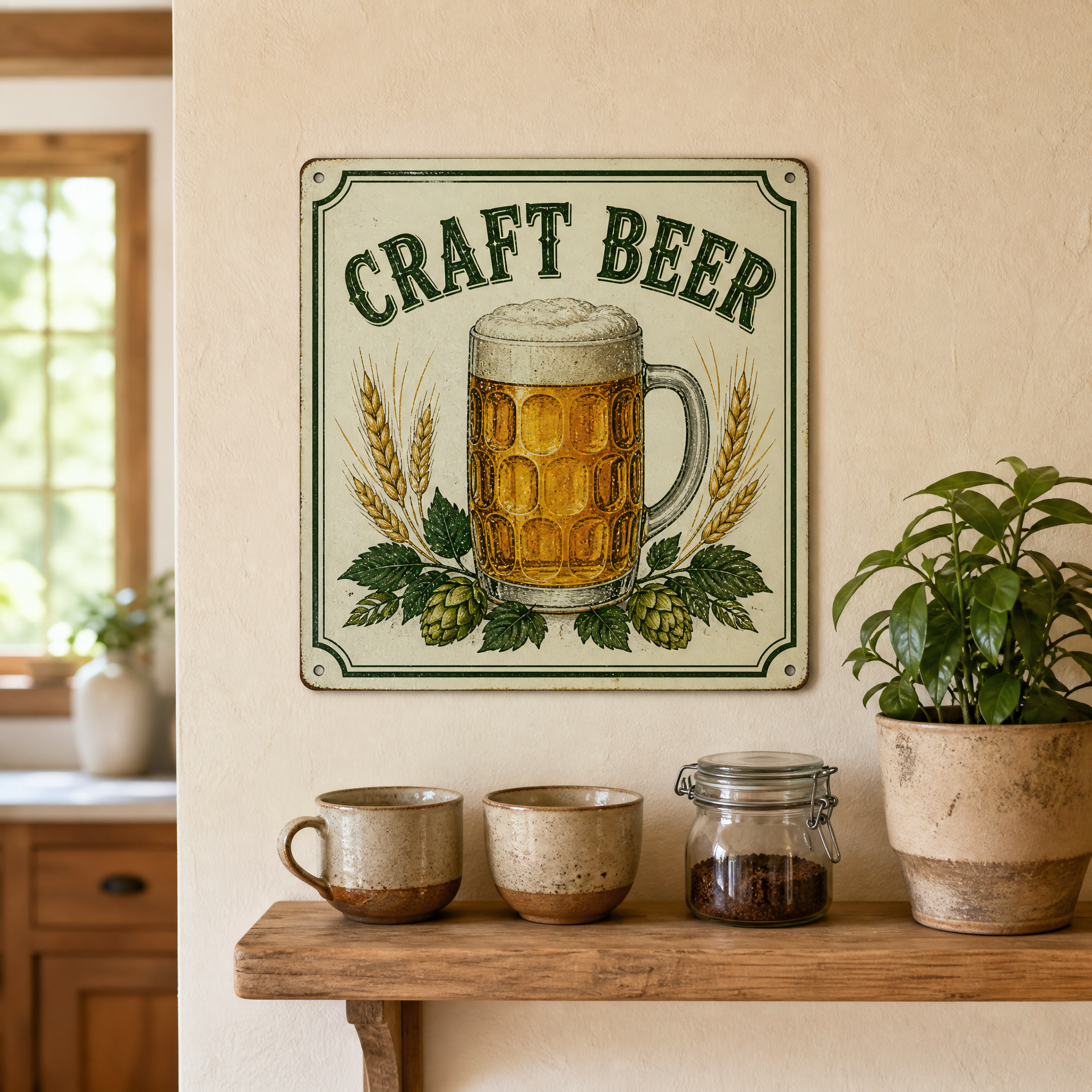 Custom Glow in the Dark Tin Sign 20x30cm Retro Beer Sign Night Glow Wall Decor