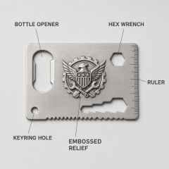 Custom Embossed Stainless Steel Credit Card Bottle Opener Multi-tool Wholesale