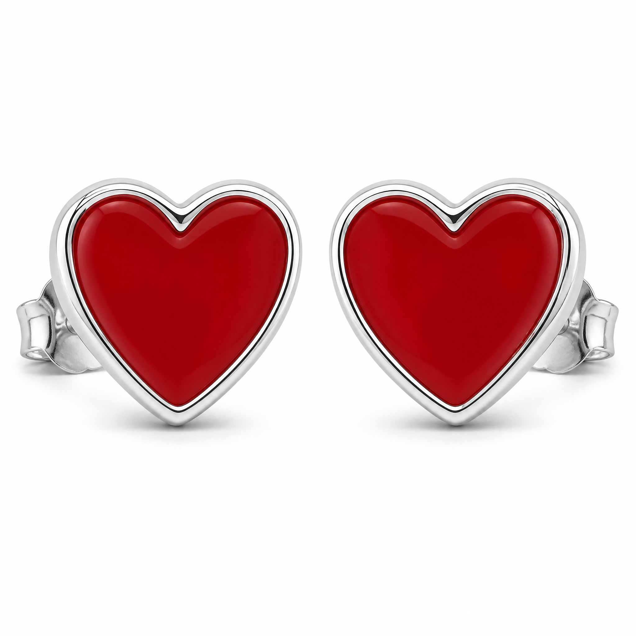 Custom Hard Enamel Heart Stud Earrings Stainless Steel Hypoallergenic Fashion Jewelry