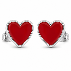 Custom Hard Enamel Heart Stud Earrings Stainless Steel Hypoallergenic Fashion Jewelry