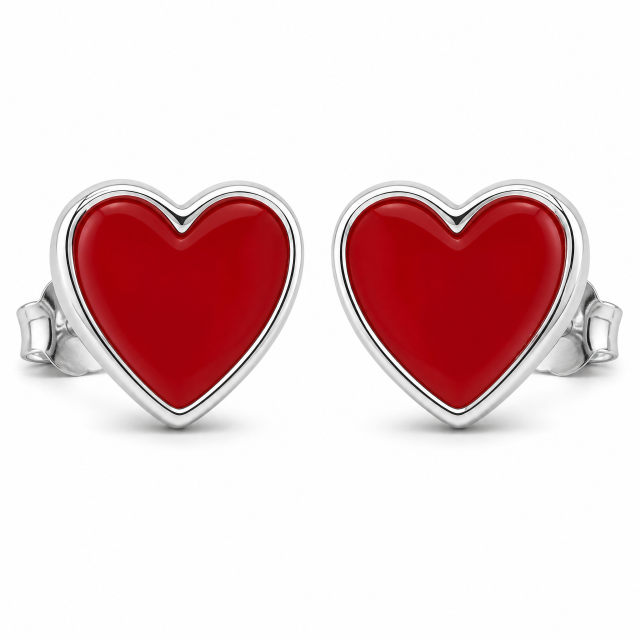 Custom Hard Enamel Heart Stud Earrings Stainless Steel Hypoallergenic Fashion Jewelry