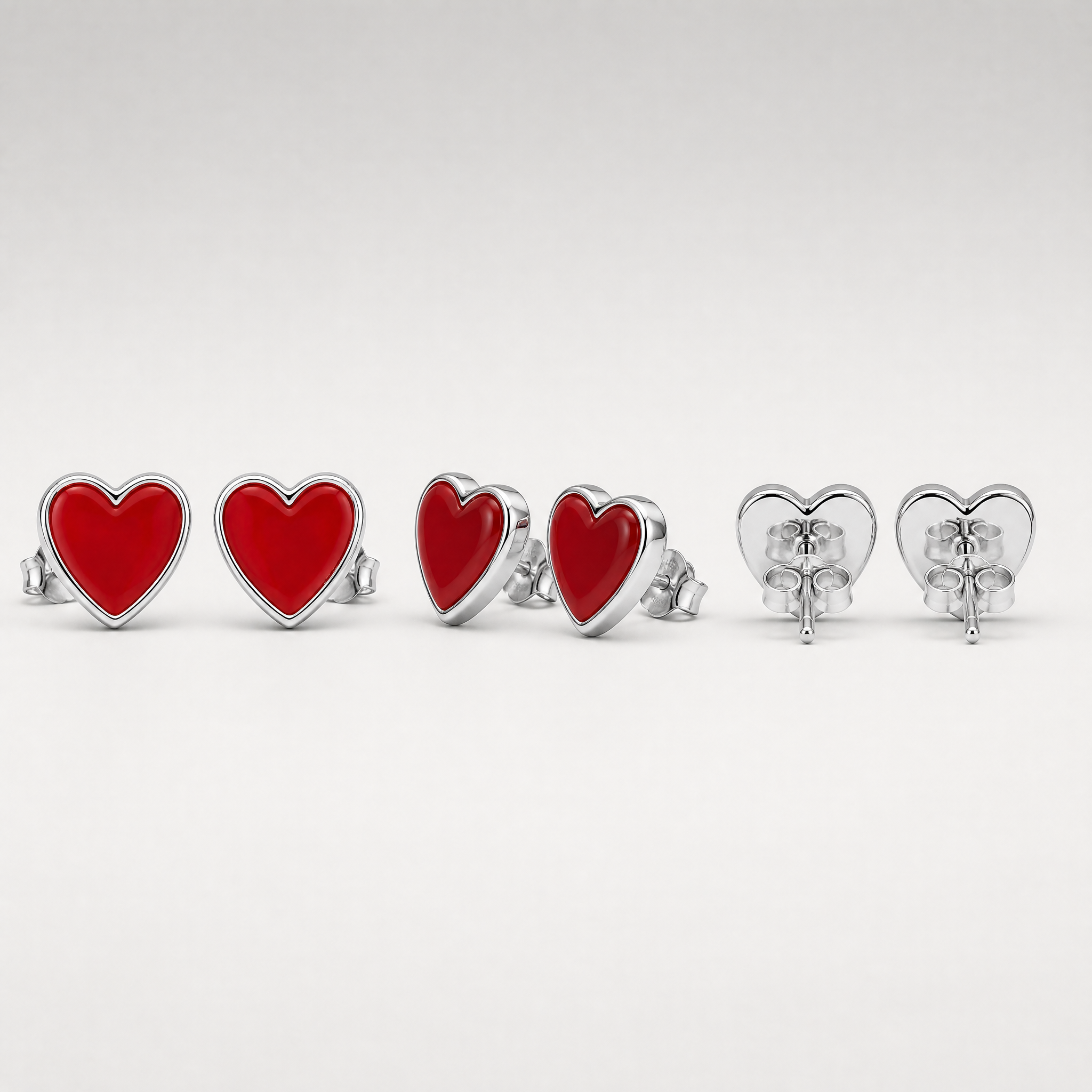 Custom Hard Enamel Heart Stud Earrings Stainless Steel Hypoallergenic Fashion Jewelry
