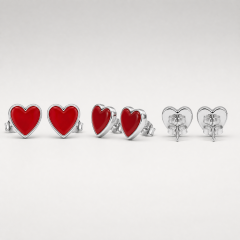 Custom Hard Enamel Heart Stud Earrings Stainless Steel Hypoallergenic Fashion Jewelry