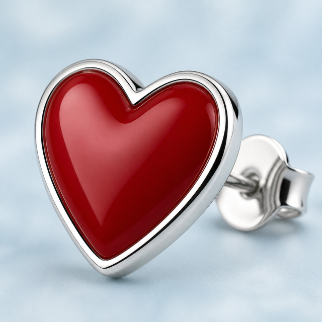 Custom Hard Enamel Heart Stud Earrings Stainless Steel Hypoallergenic Fashion Jewelry
