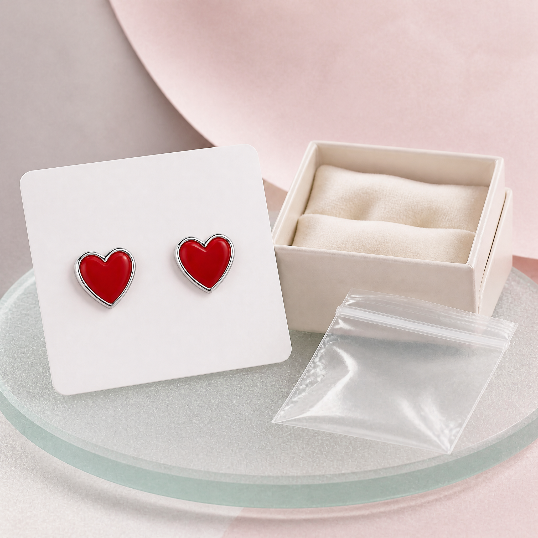 Custom Hard Enamel Heart Stud Earrings Stainless Steel Hypoallergenic Fashion Jewelry