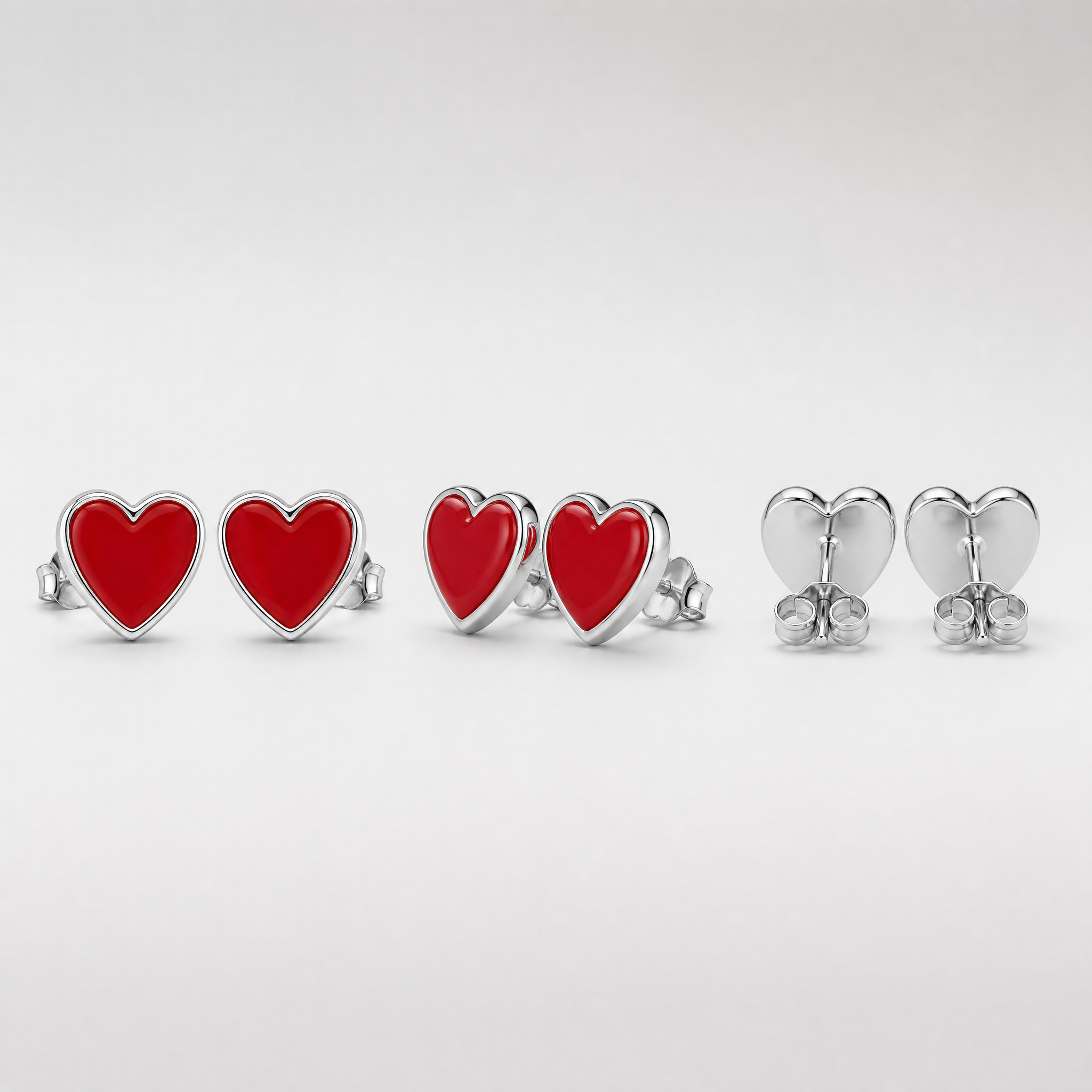 Custom Hard Enamel Heart Stud Earrings Stainless Steel Hypoallergenic Fashion Jewelry