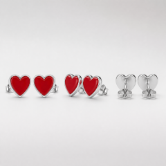 Custom Hard Enamel Heart Stud Earrings Stainless Steel Hypoallergenic Fashion Jewelry