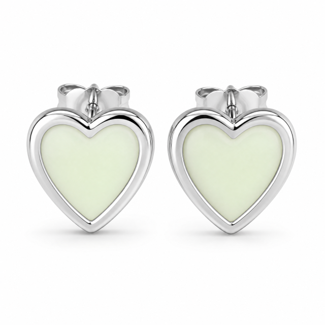 Glow In The Dark Heart Stud Earrings Stainless Steel Luminous Fashion Jewelry