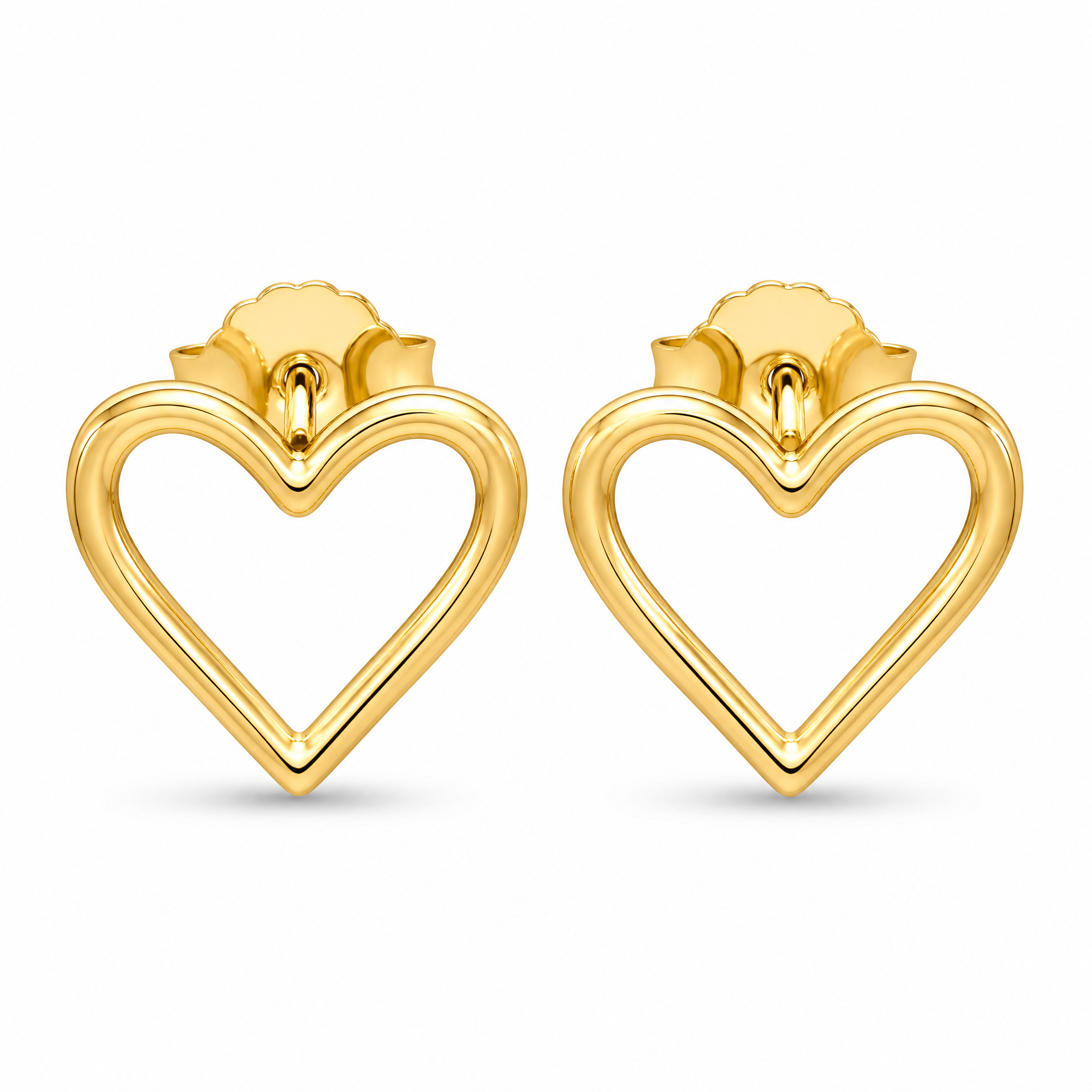18K Gold Plated Heart Stud Earrings Stainless Steel Hypoallergenic Fashion Jewelry