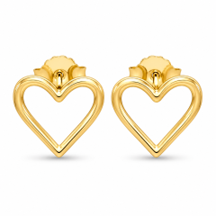 18K Gold Plated Heart Stud Earrings Stainless Steel Hypoallergenic Fashion Jewelry