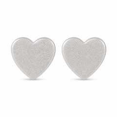 Sandblasted Matte Heart Stud Earrings Stainless Steel Frosted Fashion Jewelry