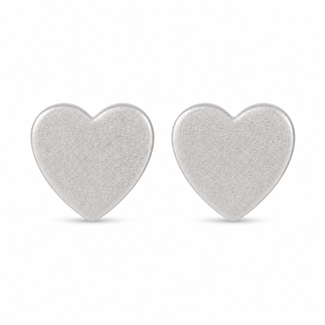 Sandblasted Matte Heart Stud Earrings Stainless Steel Frosted Fashion Jewelry
