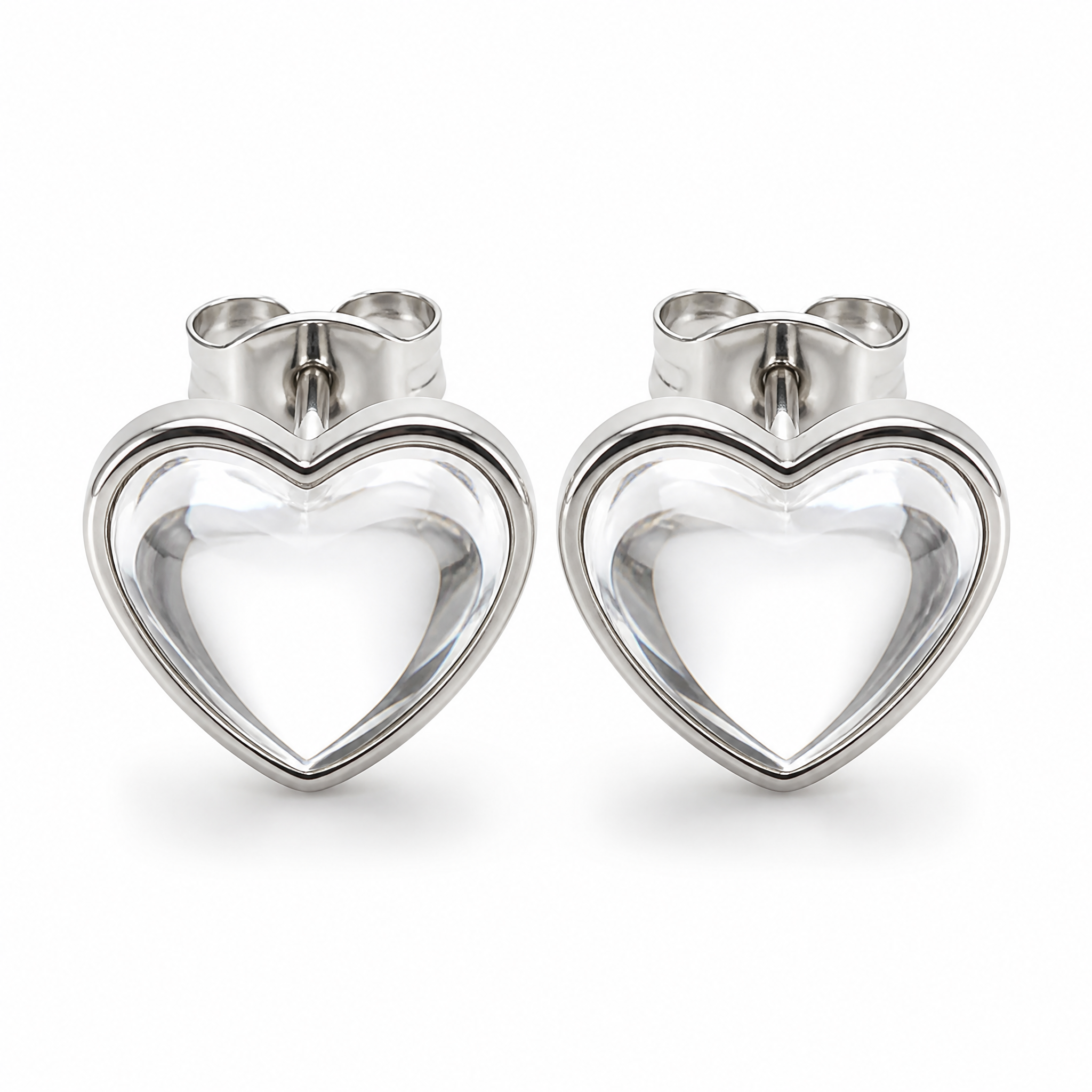 Epoxy Resin Heart Stud Earrings Stainless Steel 3D Domed Fashion Jewelry