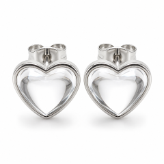 Epoxy Resin Heart Stud Earrings Stainless Steel 3D Domed Fashion Jewelry