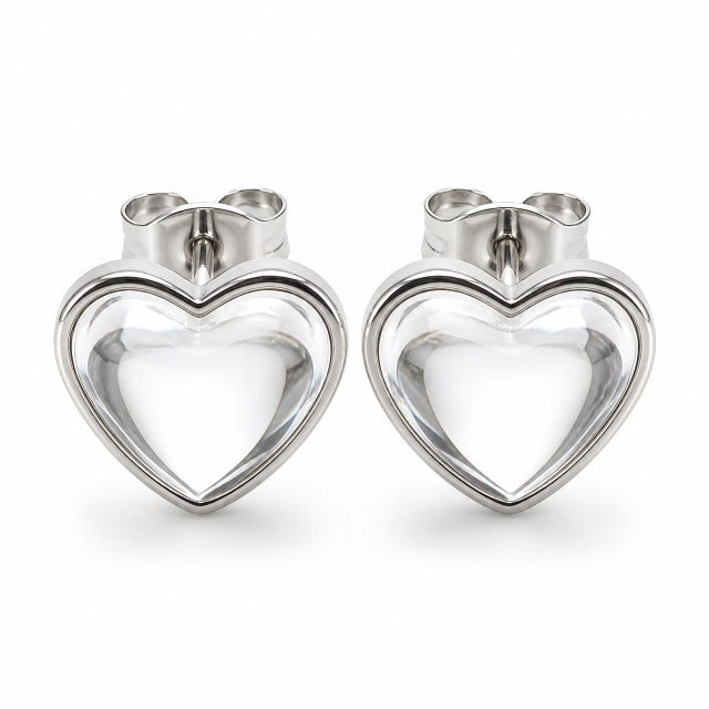 Epoxy Resin Heart Stud Earrings Stainless Steel 3D Domed Fashion Jewelry