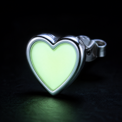 Glow In The Dark Heart Stud Earrings Stainless Steel Luminous Fashion Jewelry