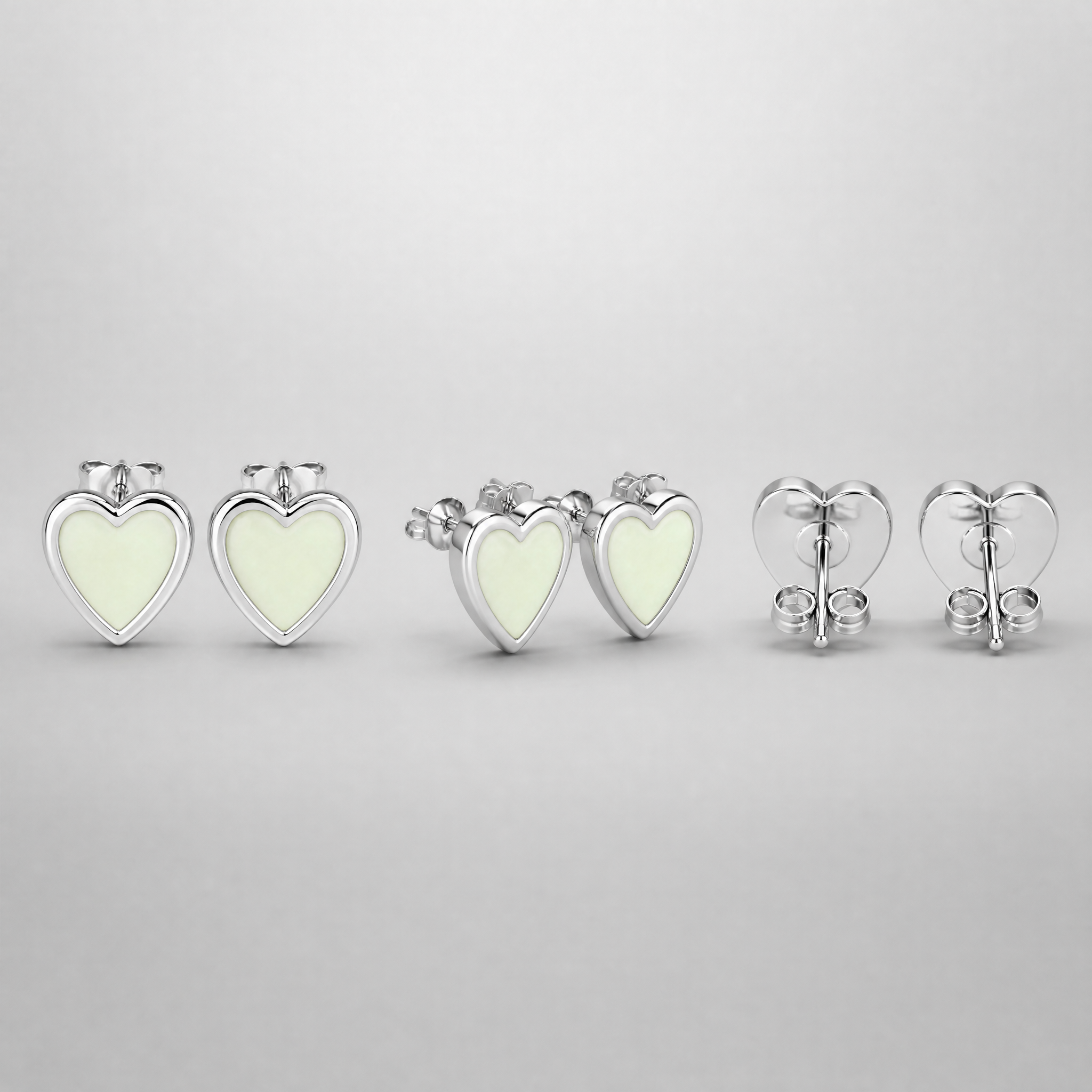 Glow In The Dark Heart Stud Earrings Stainless Steel Luminous Fashion Jewelry