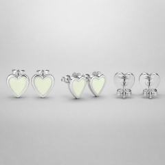 Glow In The Dark Heart Stud Earrings Stainless Steel Luminous Fashion Jewelry