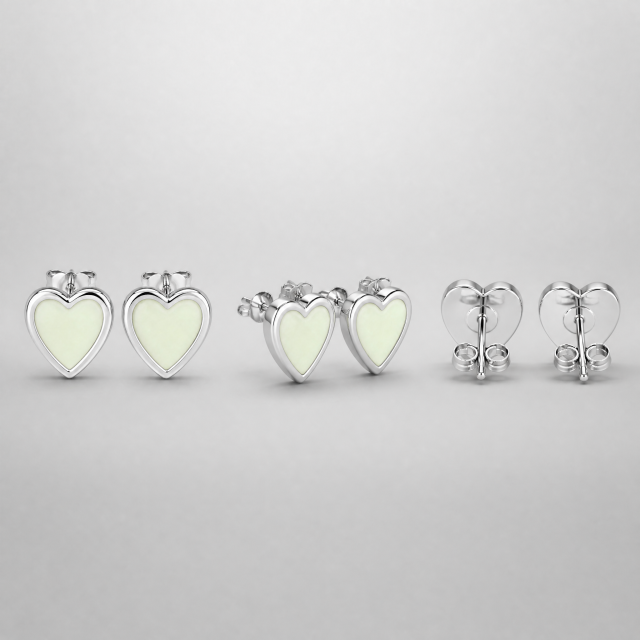 Glow In The Dark Heart Stud Earrings Stainless Steel Luminous Fashion Jewelry