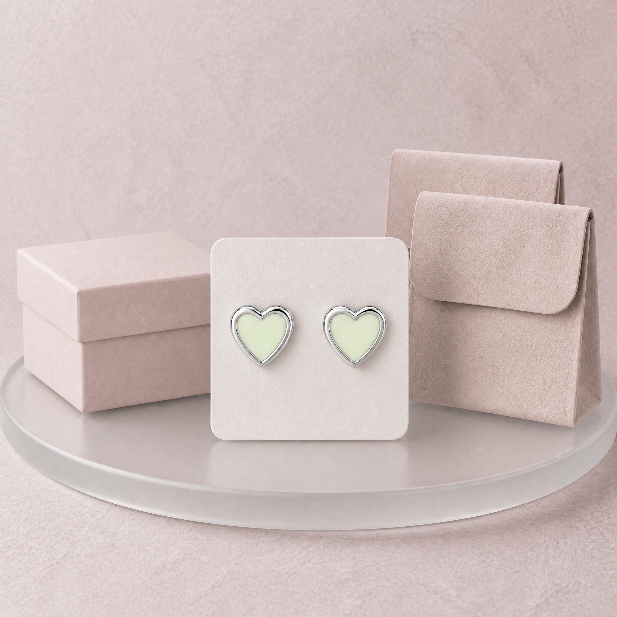 Glow In The Dark Heart Stud Earrings Stainless Steel Luminous Fashion Jewelry