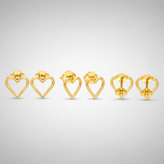 18K Gold Plated Heart Stud Earrings Stainless Steel Hypoallergenic Fashion Jewelry